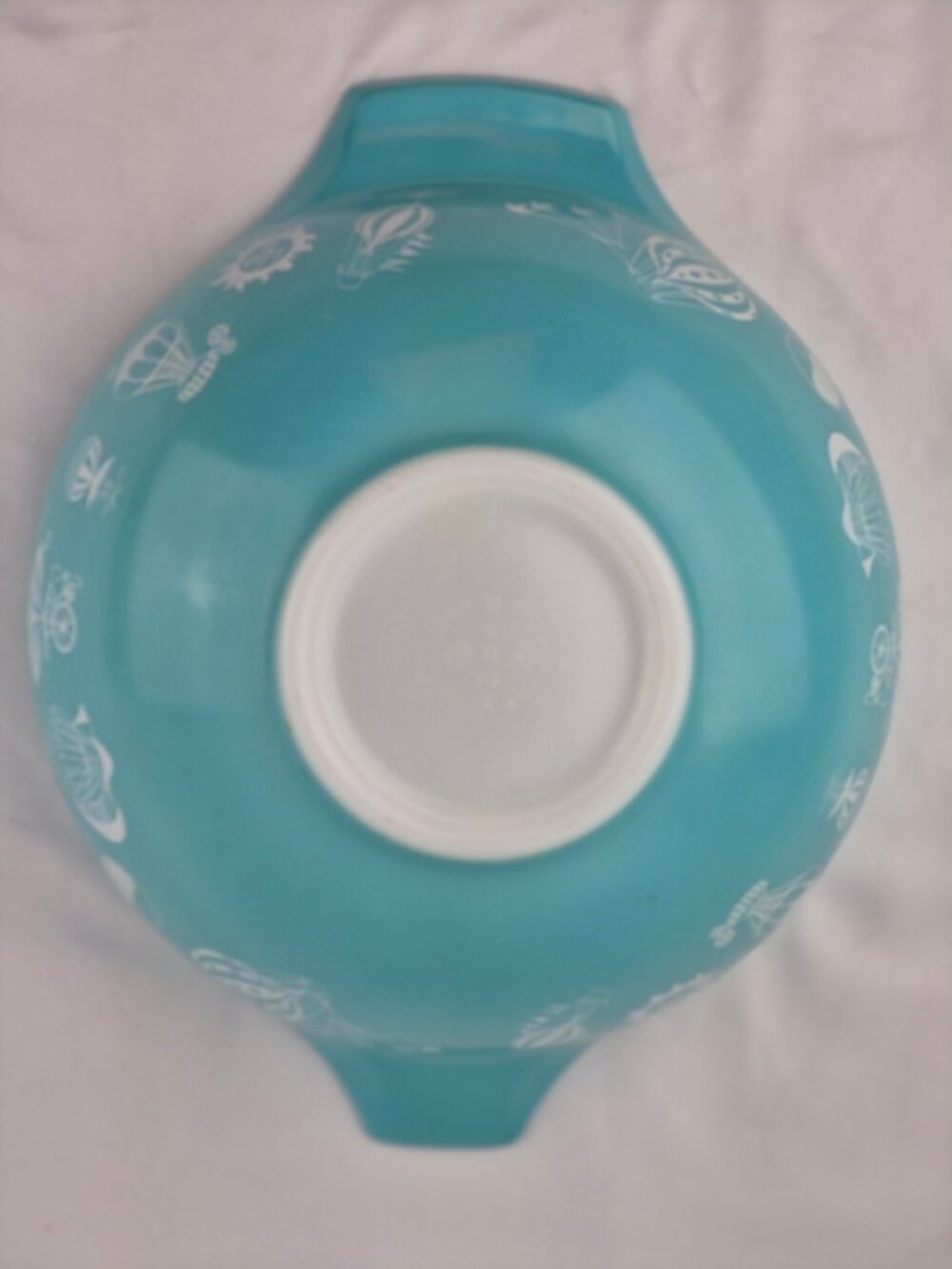 Vintage 444 Pyrex Hot Air Balloon Cinderella Mixing Bowl 4 Quart Turquoise MCM - Picture 6 of 16